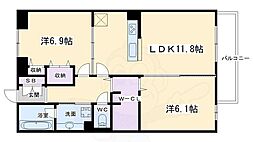 リーゾ北山 2LDKの間取図画像