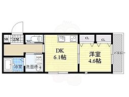 CarreheureuxGOJO 1DKの間取図画像
