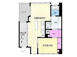 シャリマー西大路 1LDKの間取図画像