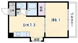 ウエスト 1DKの間取図画像