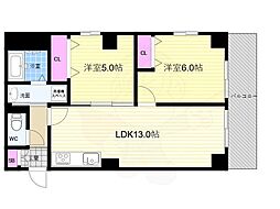 二条城東レジデンス 2LDKの間取図画像