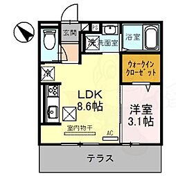 コージーコート上鳥羽 1LDKの間取図画像