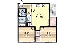 ベルビュー太秦 2LDKの間取図画像