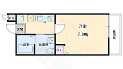 フラッティ堀川高辻 1Kの間取図画像