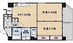 セントポーリア西大路七条 2DKの間取図画像