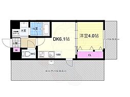 ベラジオ雅び烏丸十条2 1DKの間取図画像
