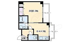 エイブル創久五条大宮 1DKの間取図画像