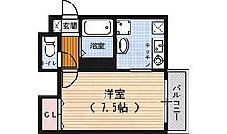 キャルバリー 1Kの間取図画像