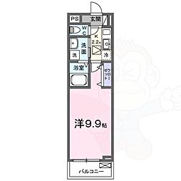 フランあおい 1Kの間取図画像