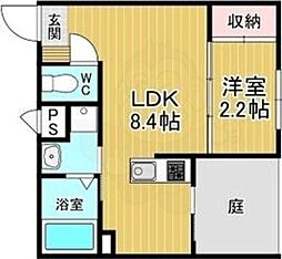 リアコート北山 1LDKの間取図画像