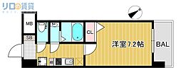 阪急京都本線 上新庄駅 徒歩6分の賃貸マンション 12階1Kの間取り