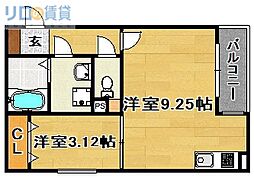 リブレメゾン淡路I 2階1LDKの間取り
