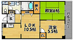 アローウィング栄光 2階2LDKの間取り