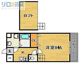 シャンテドミールＡＷＡＪＩ 6階1Kの間取り