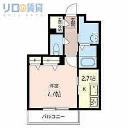 シャーメゾンルミナス 3階1Kの間取り