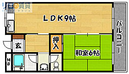 グランドハイツ北 1階1LDKの間取り