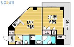 おおきに北大阪リバーフロント 1LDKの間取図画像