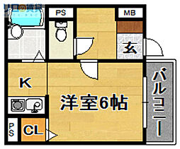 中市マンション 1Kの間取図画像