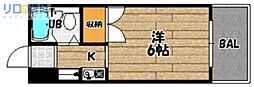 大昭マンション 1Kの間取図画像