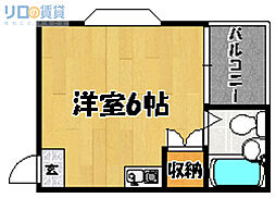 ツインハイツA棟 ワンルームの間取図画像