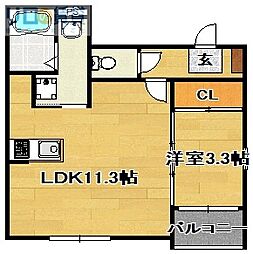DiiRA下新庄 1LDKの間取図画像