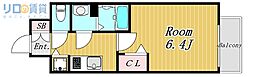 メインステージ新大阪 1Kの間取図画像