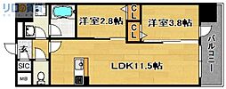 スプランディッド大阪EAST 2LDKの間取図画像