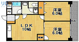 第二高光マンション 2DKの間取図画像