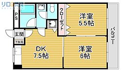第二高光マンション 1LDKの間取図画像