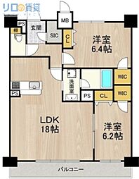 グランルクレ新大阪 2LDKの間取図画像