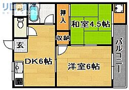 永和ハイツ 2DKの間取図画像