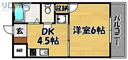 エトワール豊新2 1DKの間取図画像