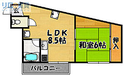 クリーク大桐 1LDKの間取図画像