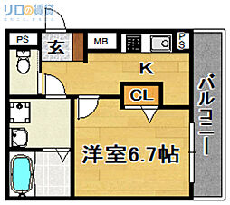 プール・トゥジュールジャンフランソワ 1Kの間取図画像