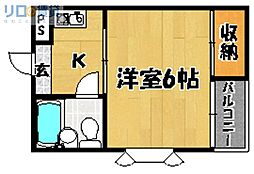 プロミネント相川 1Kの間取図画像