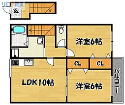 コスモハイツセブン 2LDKの間取図画像