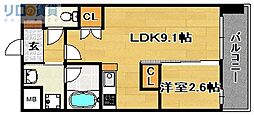 コンフォリア・リヴ淡路 1LDKの間取図画像