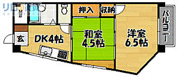 第2マンション北 2DKの間取図画像