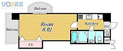 Luxe新大阪EAST2 1Kの間取図画像