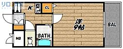 メゾン南江口 1Kの間取図画像