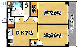 第二高光マンション 2DKの間取図画像