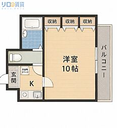 エイワマンション 1Kの間取図画像
