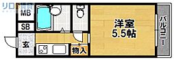 サンライト上新庄 1Kの間取図画像