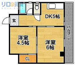 サンヒルズ 2DKの間取図画像