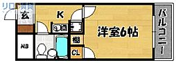 トーカン東淀川キャステール 1Kの間取図画像