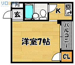 ラフィーネナカノ2 1Kの間取図画像