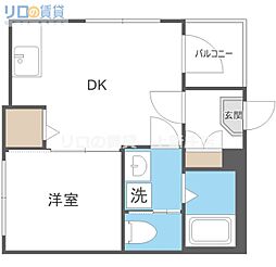 シャルマン相川 1DKの間取図画像