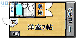 K'sコートリバーサイド相川 ワンルームの間取図画像