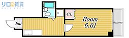 センチュリー新大阪 1DKの間取図画像