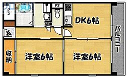 レモンフラッツ 2DKの間取図画像